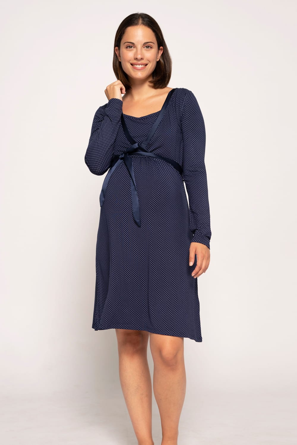 CAMISÓN LACTANCIA MARINO CON TOPITOS
