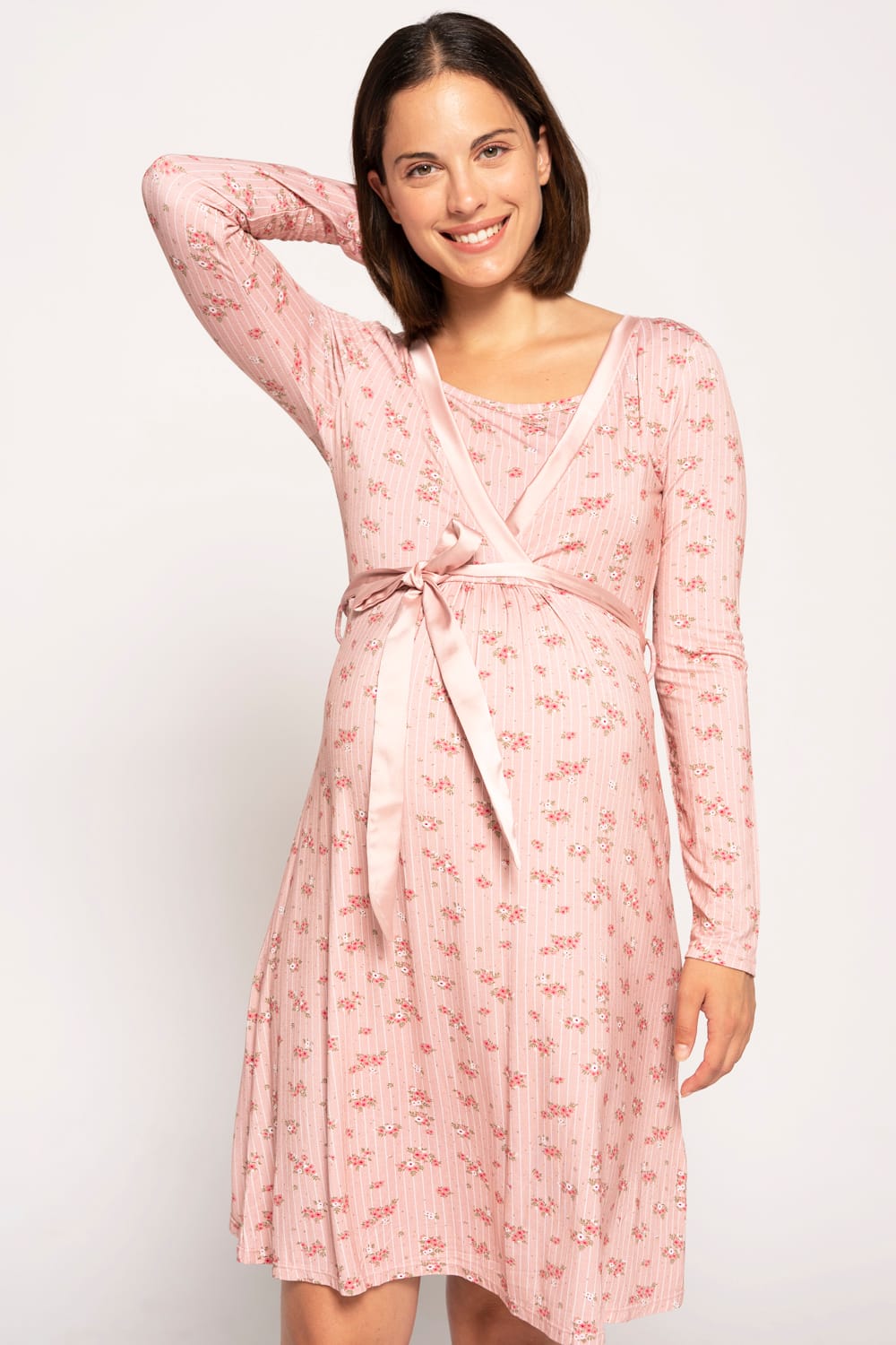 CAMISÓN LACTANCIA M/L CON RAYAS Y FLORES