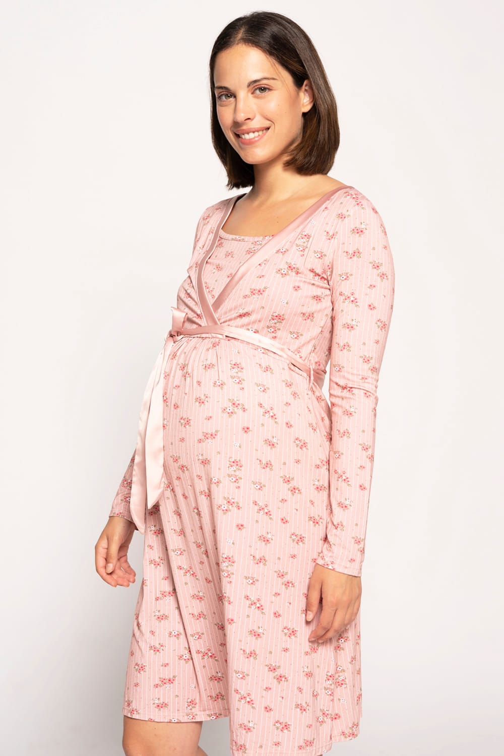 CAMISÓN LACTANCIA M/L CON RAYAS Y FLORES