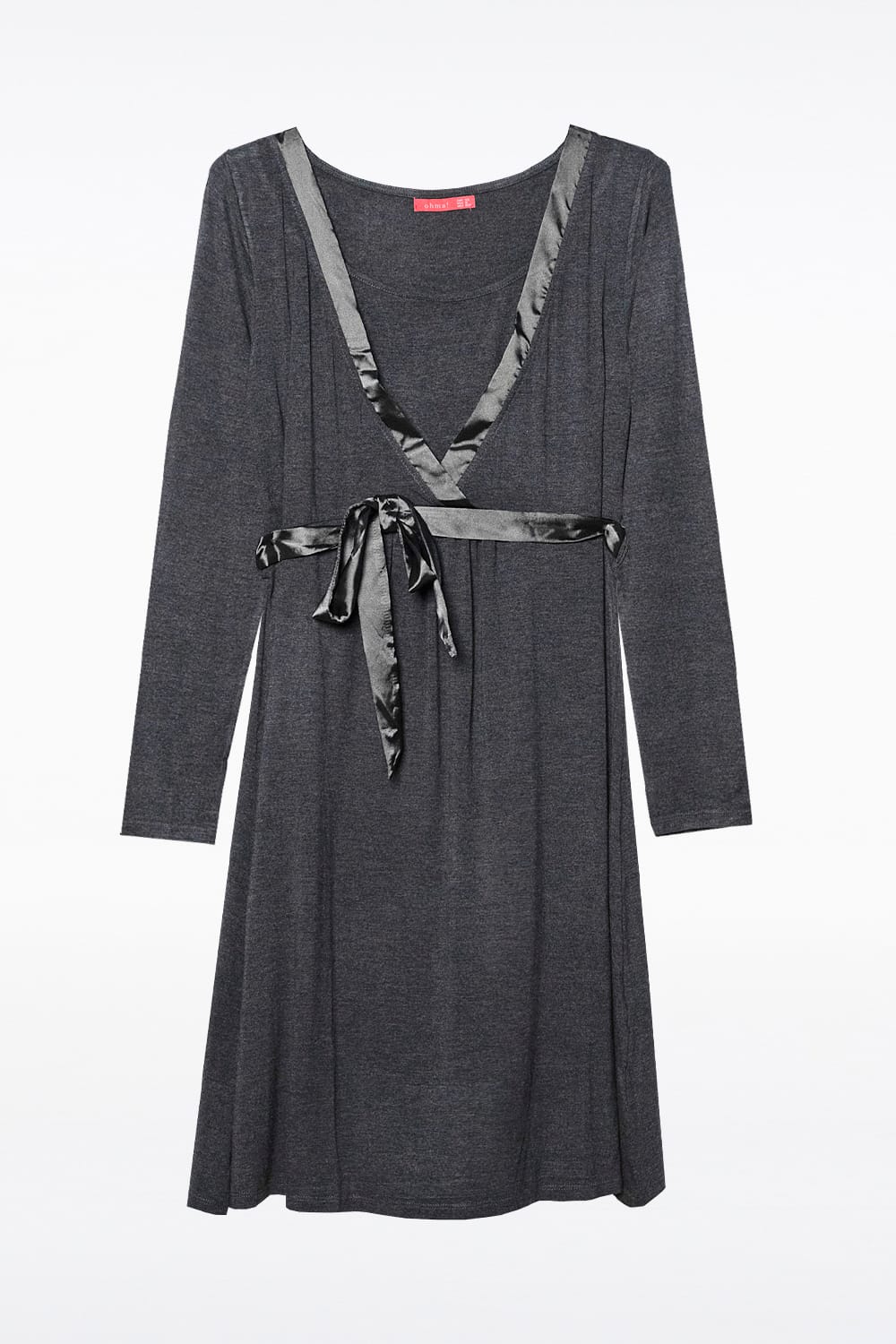 CAMISÓN LACTANCIA GRIS CON CINTA DE SATÉN