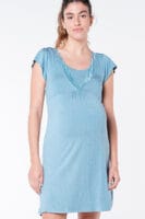 CAMISÓN LACTANCIA M/C AZUL TOPITOS