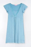 CAMISÓN LACTANCIA M/C AZUL TOPITOS