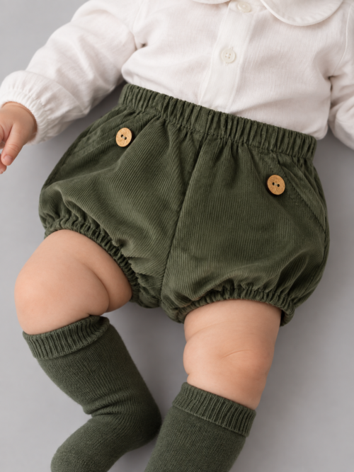 bombacho pana verde con bebe