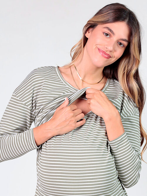 CAMISETA PREMAMÁ Y LACTANCIA RAYAS